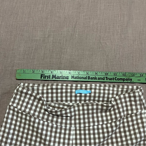 J. McLaughlin Brown White Gingham Pants Size 6 Straight Leg Summer Fall Preppy - Picture 6 of 7